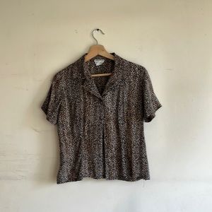 Vintage silk leopard print blouse